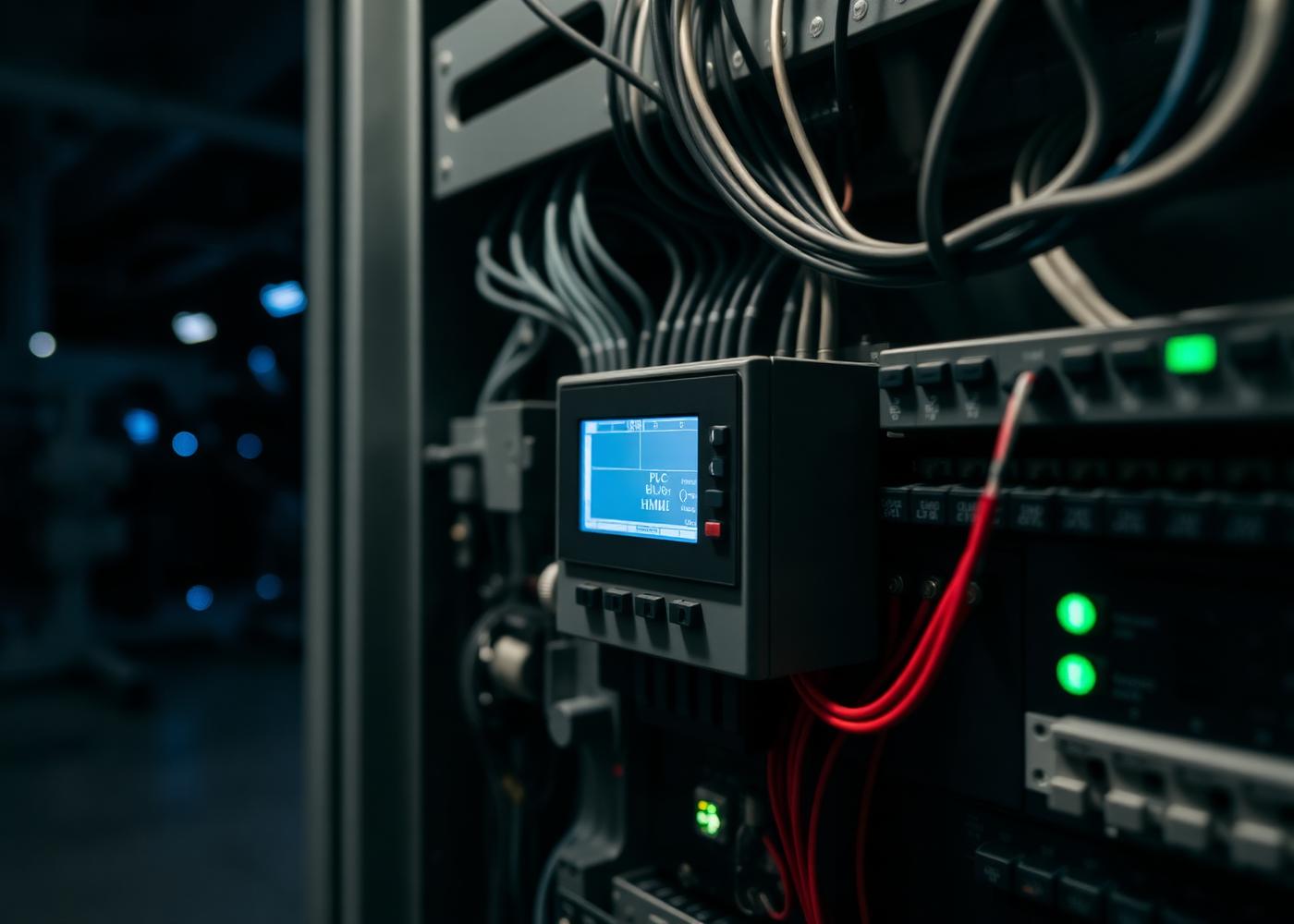 PLC besturingskast met HMI-scherm en nette bedrading