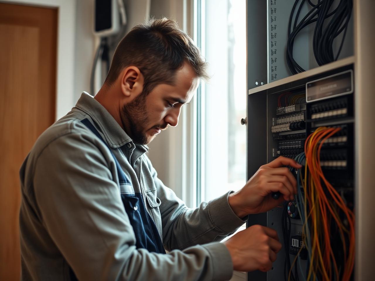 Aan het werk in een groepenkast: nette bedrading en geconcentreerd installeren
